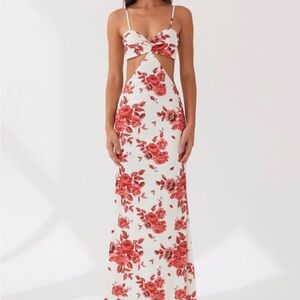Peppermayo White Cream Cut Out Maxi Dress